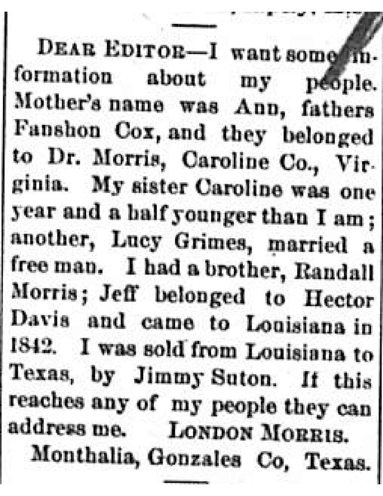 London Morris searching for his mother Ann, father Fanshon Cox, and siblings