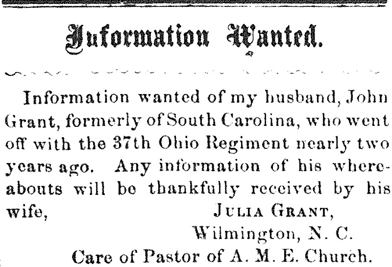 Julia Grant looking for information about her husband John Grant