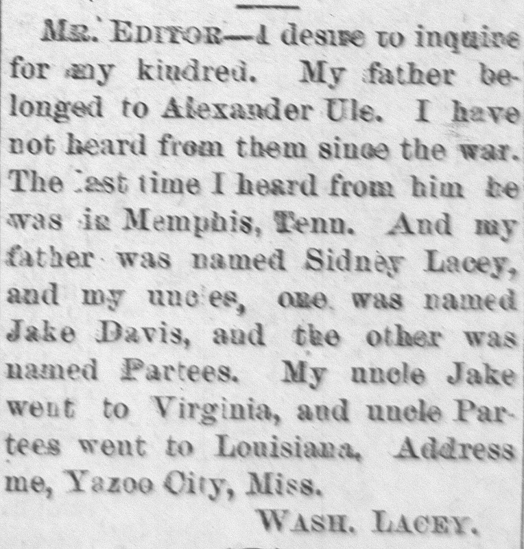 Washington Lacey searching for his father Sidney Lacey and uncles Jack Davis and Partees