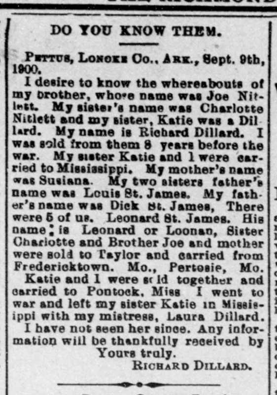 Richard Dillard searching for his brother Joe Nitlett and sisters Charlotte Nitlett and Katie Dillard