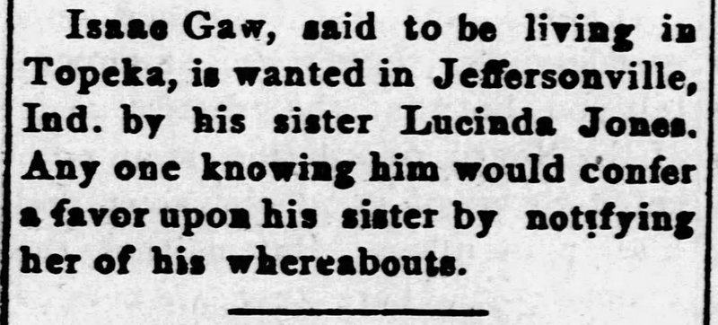 Lucinda Jones searching for her brother Isaac Gaw 