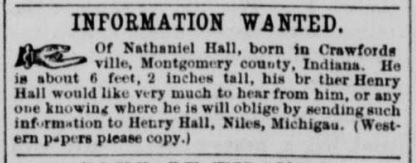 Henry Hall searching for his brother Nathaniel Hall