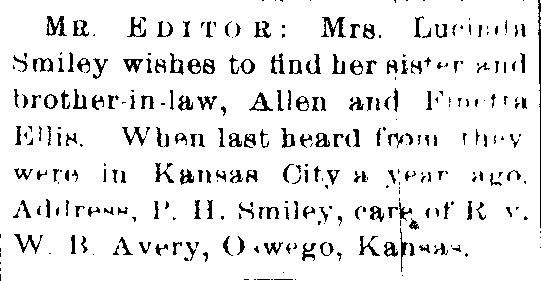 Lucinda Smiley searching for her brother-in-law Allen Ellis and her sister