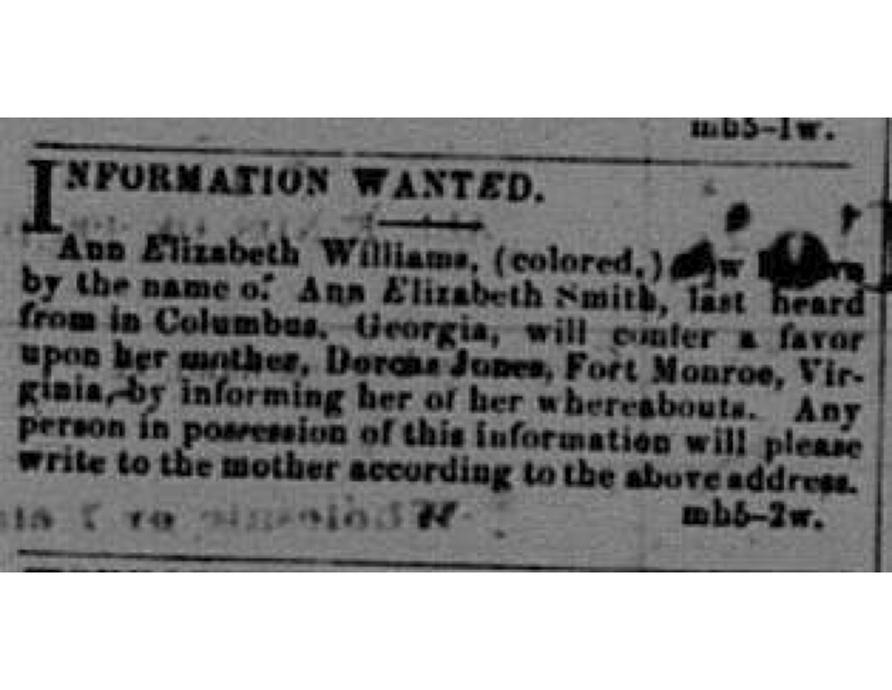 Dorcas Jones looking for her daughter Ann Elizabeth Williams (Smith)