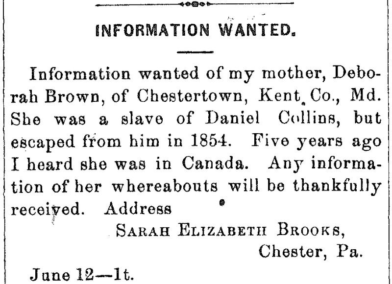 Sarah Elizabeth Brooks seeking information about her mother Deborah Brown