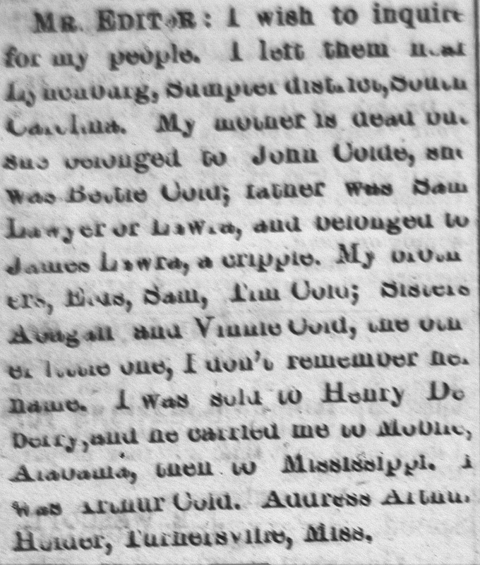 Arthur Holder searching for his father Sam Lawyer, three brothers, and two sisters