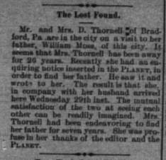 Mrs. D. Thornell reunited with her father William Moss