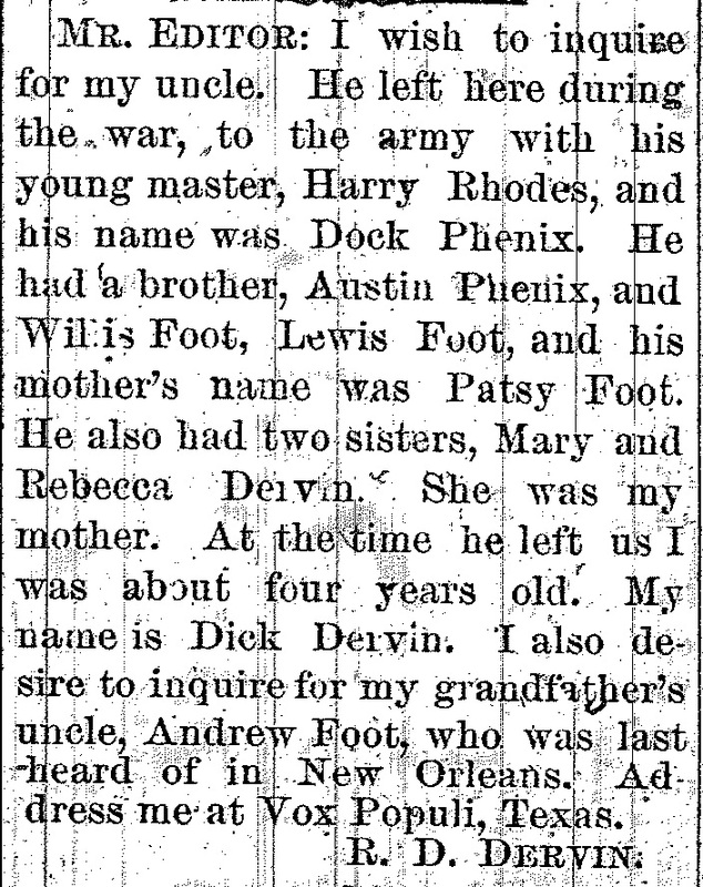 R. D. Dervin (also known as Dick Dervin) searching for his uncle and his grandfather&#039;s uncle. 