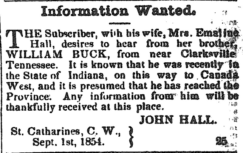 John and Emaline Hall searching for her brother William Buck