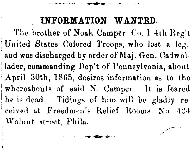 Unnamed man looking for his brother Noah Camper