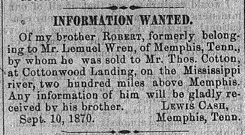 Lewis Cash looking for information about his brother Robert