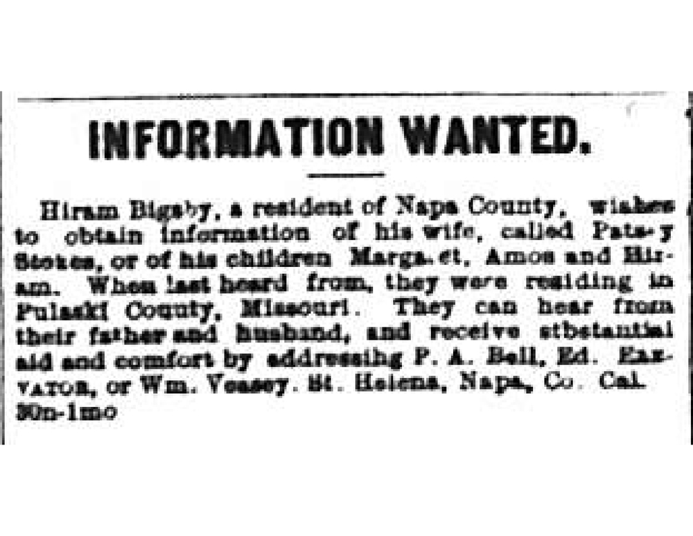 Hiram Bigsby searching for his wife and children