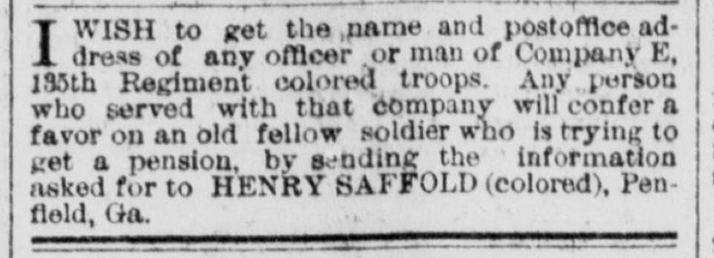 Henry Saffold searching for fellow veterans of his Civil War regiment  