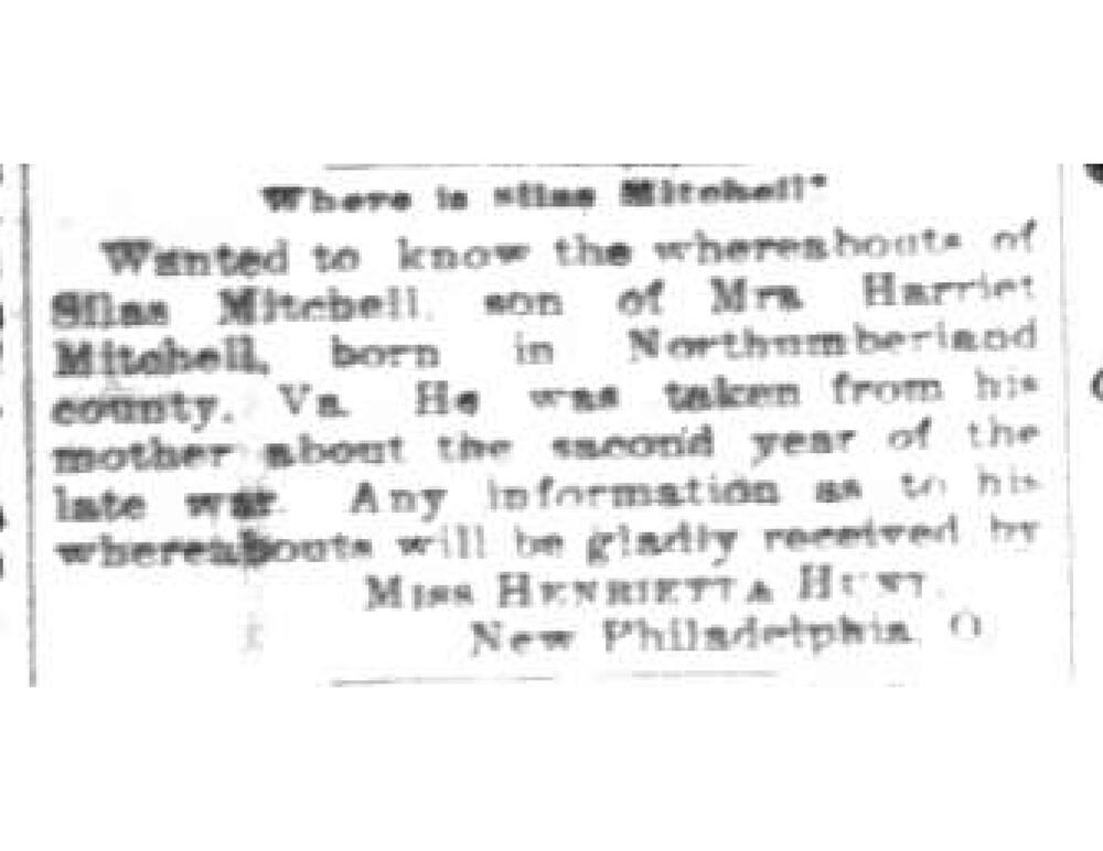 Henrietta Hunt searching for Silas Mitchell