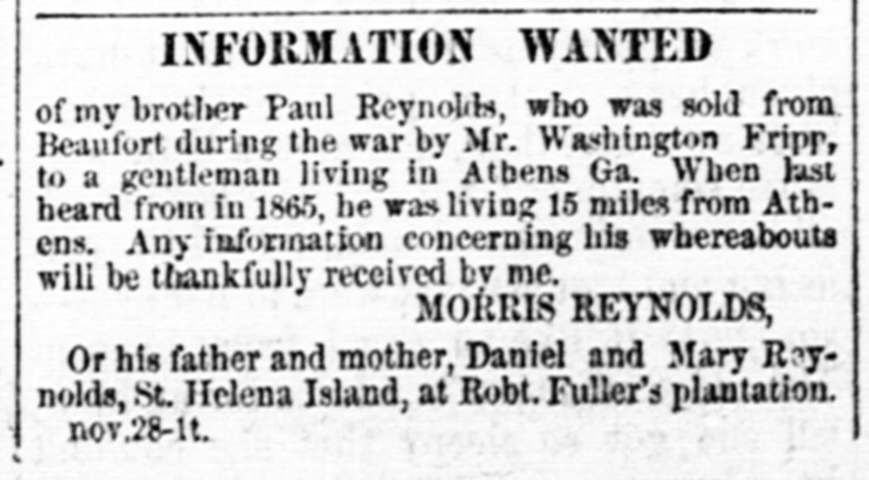 Morris Reynolds searching for his brother Paul Reynolds