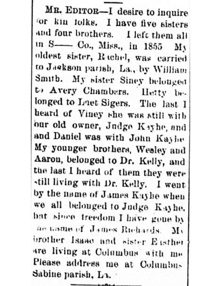  James Richards (formerly James Kayhe) searching for his relatives