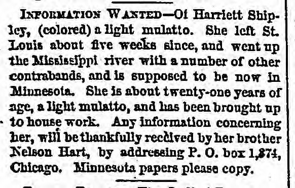 Nelson Hart searching for his sister Harriet Shipley