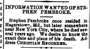 An unidentified party is seeking for information about Stephen Pembroke