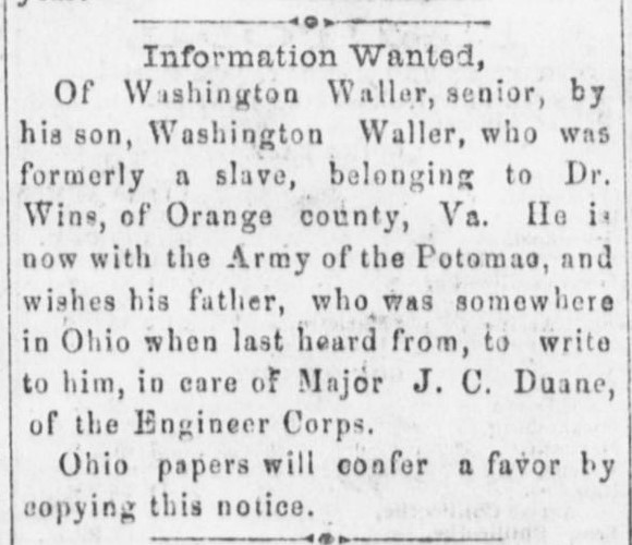 Washington Waller searching for his father Washington Waller Sr.