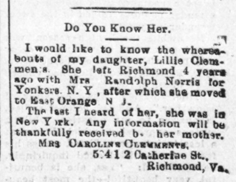 Mrs. Caroline Clemments searching for her daughter Lillie Clemments 