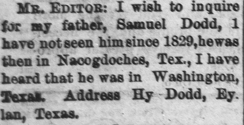 Hy Dodd searching for his father Samuel Dodd