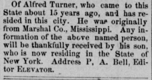 Unidentified man searching for his father Alfred Turner