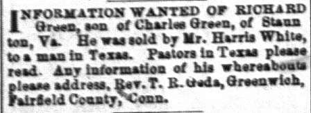 Rev. T. R. Geda searching for Richard Green on behalf of his father Charles Green