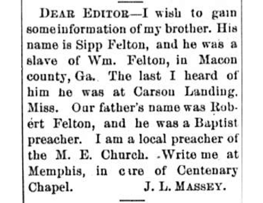 J. L. Massey searching for Sipp Felton 