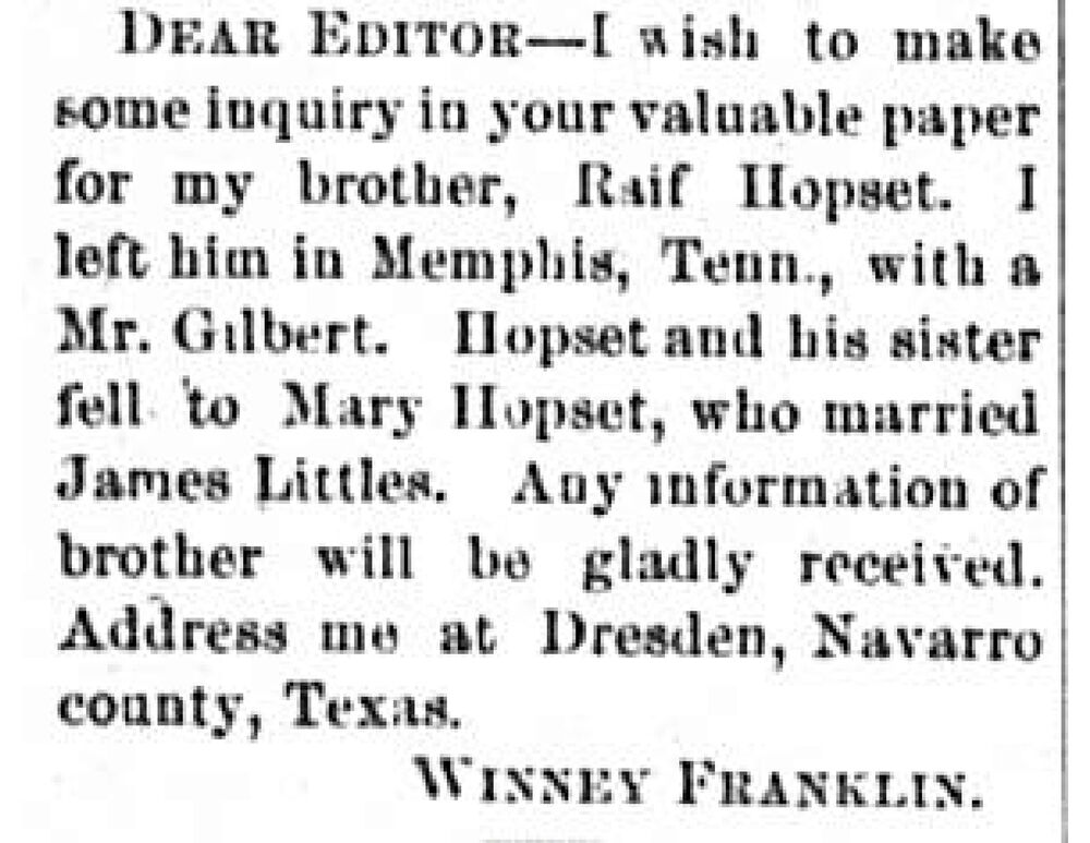 Winney Franklin searching for her brother Raif Hopset