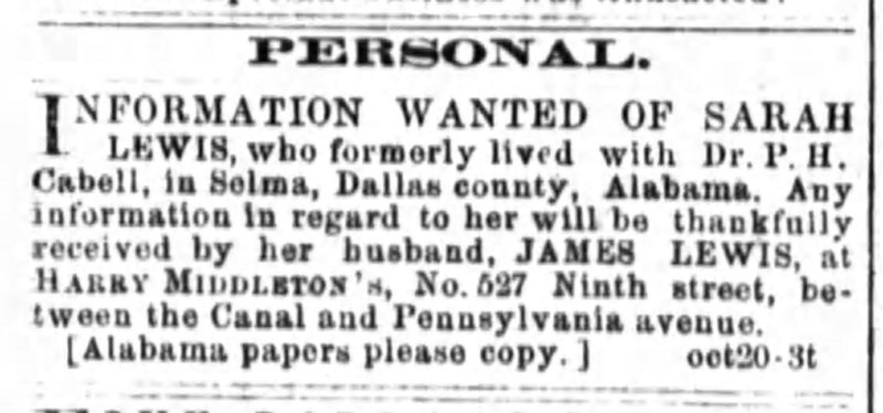 James Lewis searching for his wife, Sarah Lewis 