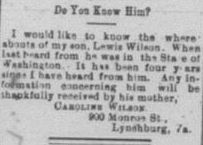 Caroline Wilson seeking her son Lewis Wilson