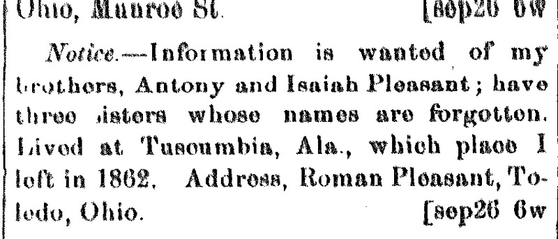 Roman Pleasant seeking information about his brothers Anthony and Isaiah Pleasant