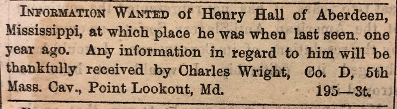 Charles Wright searching for Henry Hall