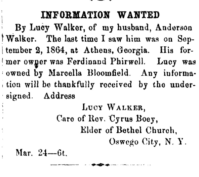 Lucy Walker seeking information about her husband Anderson Walker