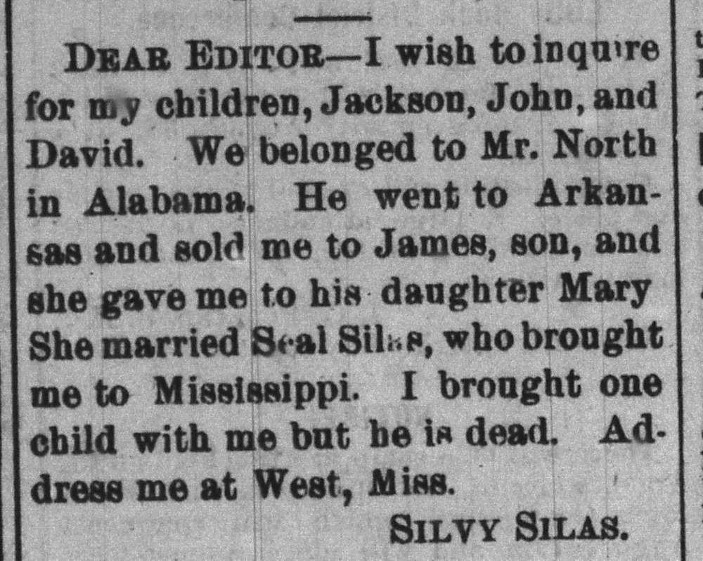 Silvy Silas looking for her sons Jackson, John, and David