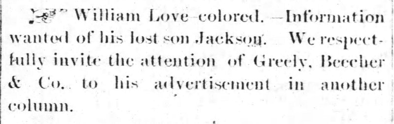 William Love looking for his son Jackson (2 ads)