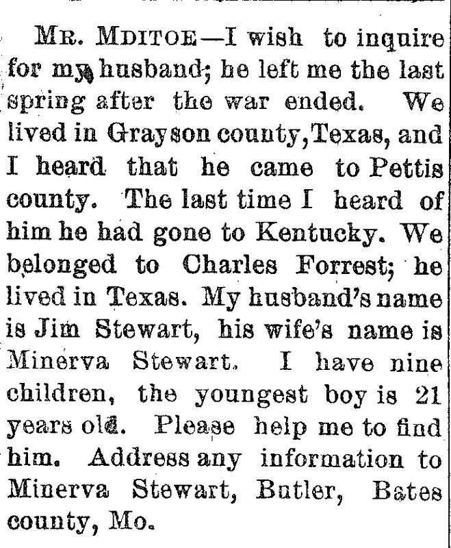 Minerva Stewart searching for her husband Jim Stewart