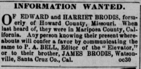 James Brodis searching for his siblings Edward and Harriet Brodis