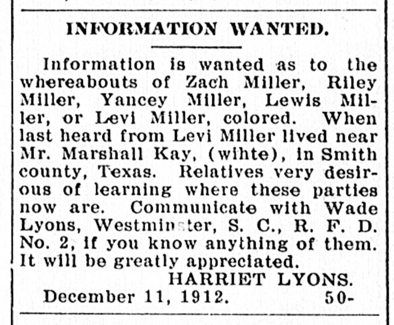 Harriet Lyons searching for Miller family