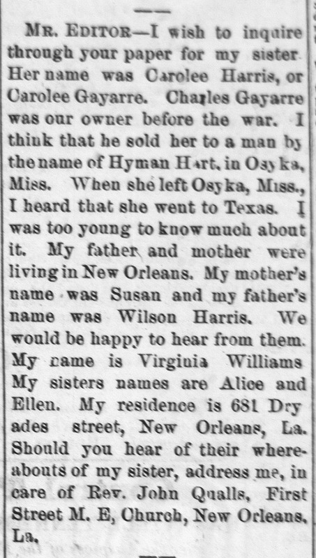 Virginia Williams searching for her sister Carolee Harris