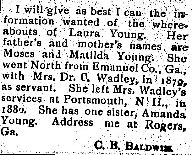 C. B. Baldwin has information about Laura Young