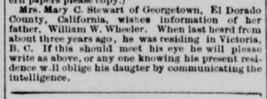 Mary C. Stewart searching for her father William W. Wheeler