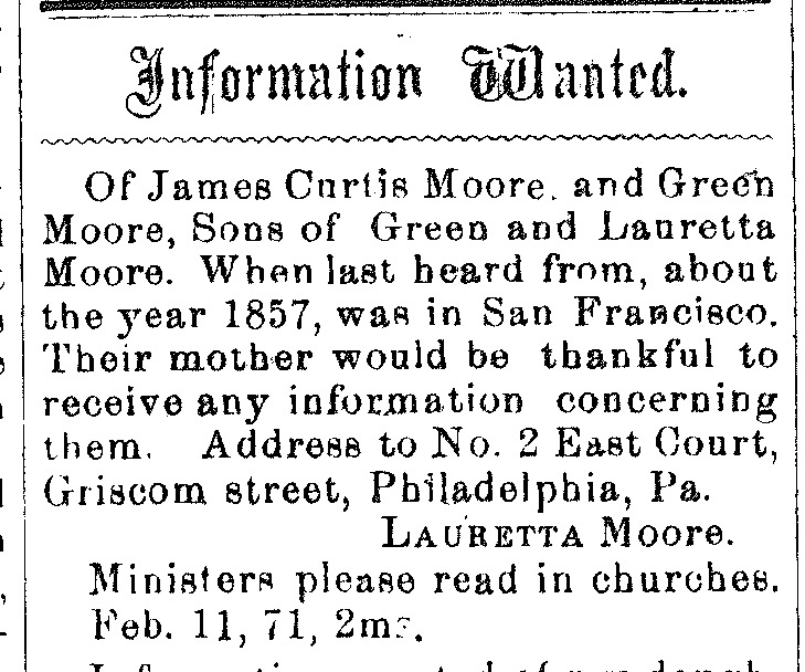 Lauretta Moore searching for her sons Curtis and Green Moore