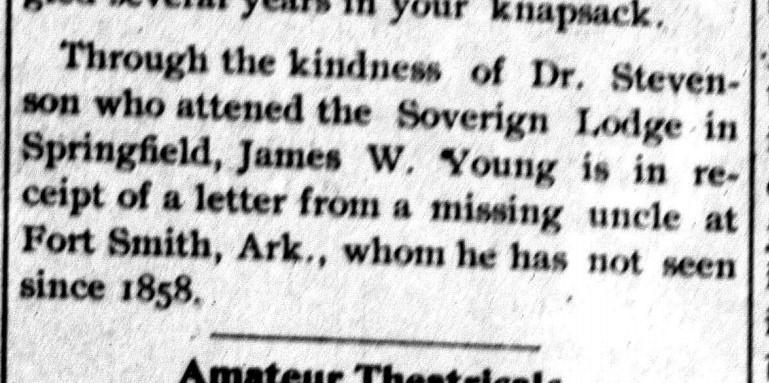 James W. Young receives a letter from a missing uncle