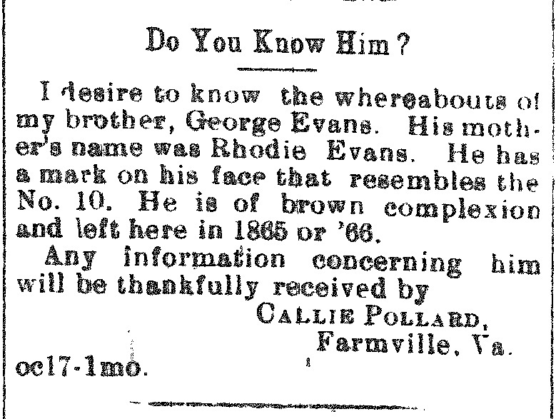 Callie Pollard searching for her brother George Evans