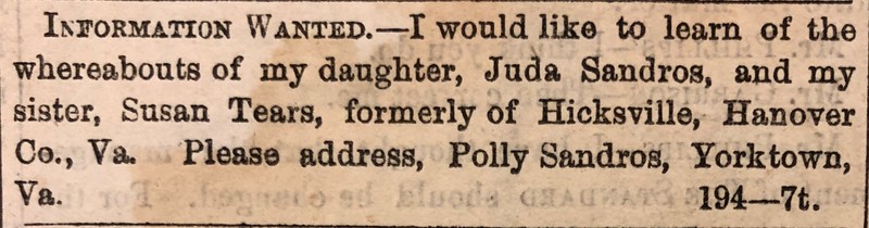 Polly Sandros searching for her daughter Juda Sandros and sister Susan Tears