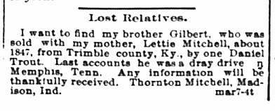 Thornton Mitchell seeking his brother Gilbert